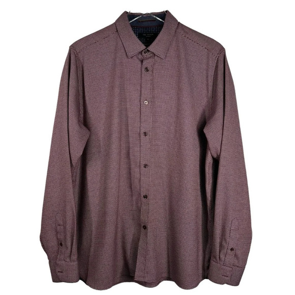 TED BAKER Soft Heavy Fabric Button Down Long Sleeve Men’s Patterned Shirt - Picture 1 of 7